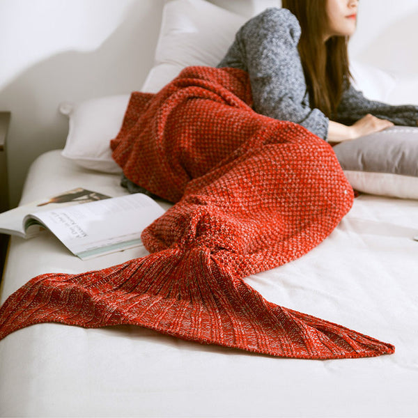 Handmade Knitted Mermaid Tail Blanket