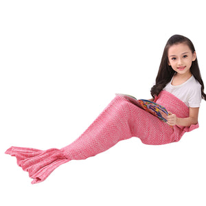 Handmade Pink Knitted little mermaid baby blanket