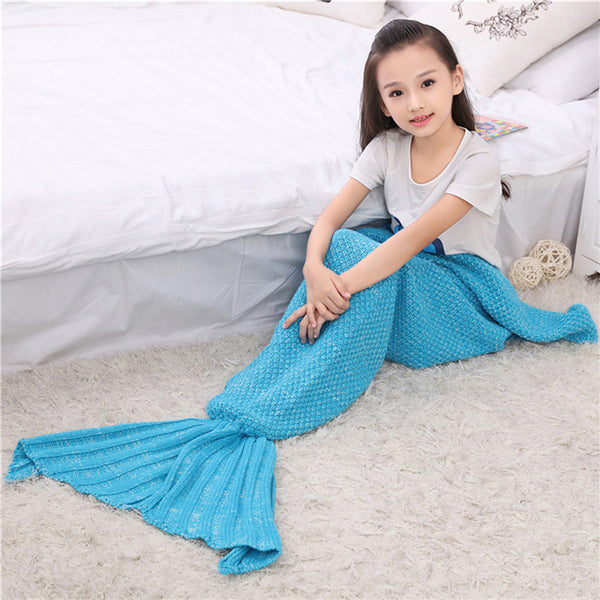 Handmade Blue Knitted little mermaid baby blanket