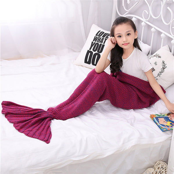 Handmade Hotpink Knitted little mermaid baby blanket