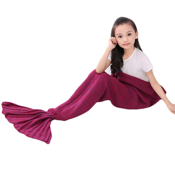 Handmade Hotpink Knitted little mermaid baby blanket