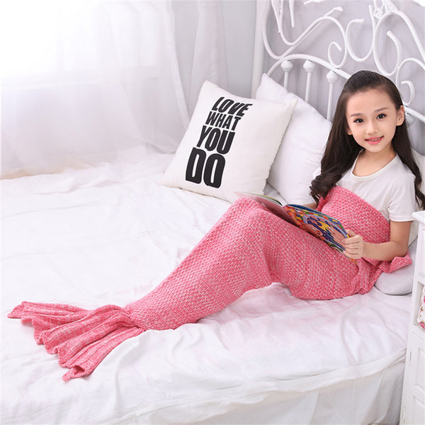 Handmade Pink Knitted little mermaid baby blanket