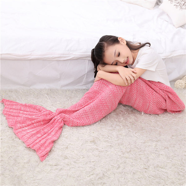 Handmade Pink Knitted little mermaid baby blanket