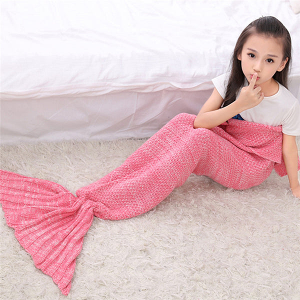 Handmade Pink Knitted little mermaid baby blanket