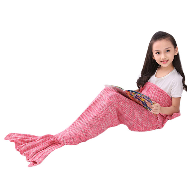 Handmade Pink Knitted little mermaid baby blanket