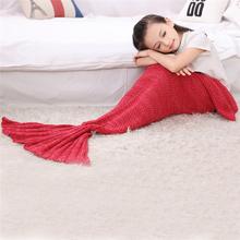 Handmade Red Knitted little mermaid baby blanket