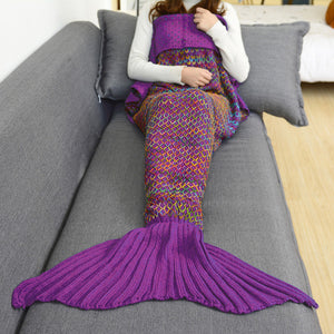 Crochet Knitted Adult Mermaid Tail Blanket fuchsia