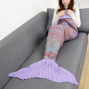 Crochet Knitted Adult Mermaid Tail Blanket Violet