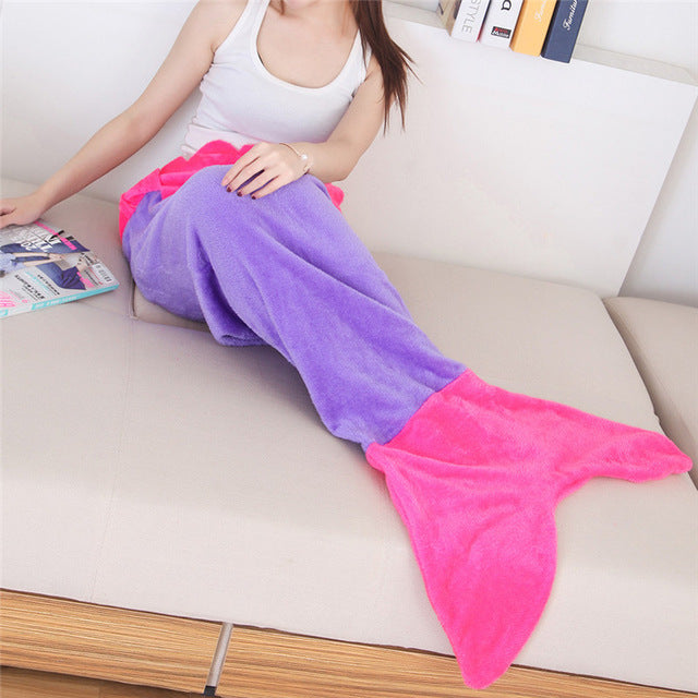Quilt fleece Mermaid tail throw Blanket