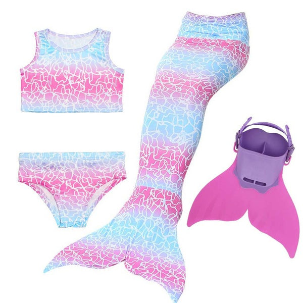 Kids Swimmable Monofin Mermaid Swimsuit Full Costume