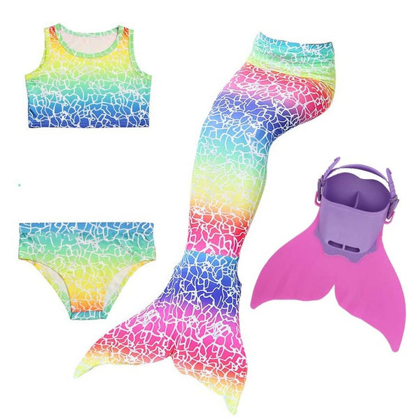 Kids Swimmable Monofin Mermaid Swimsuit Full Costume