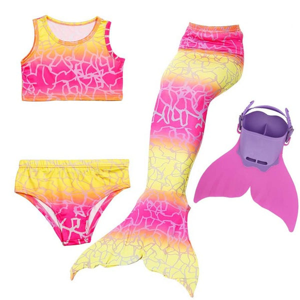 Kids Swimmable Monofin Mermaid Swimsuit Full Costume