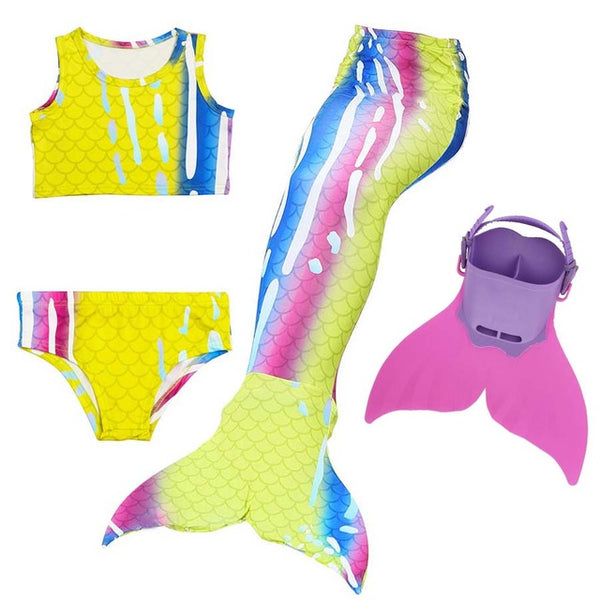 Kids Swimmable Monofin Mermaid Swimsuit Full Costume