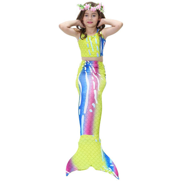 Kids Swimmable Monofin Mermaid Swimsuit Full Costume