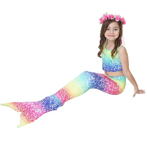 Kids Swimmable Monofin Mermaid Swimsuit Full Costume