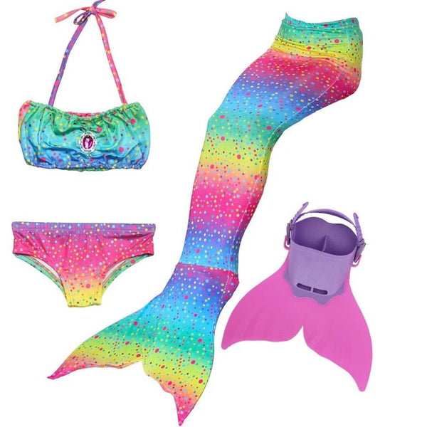 Kids Swimmable Monofin Mermaid Swimsuit Full Costume